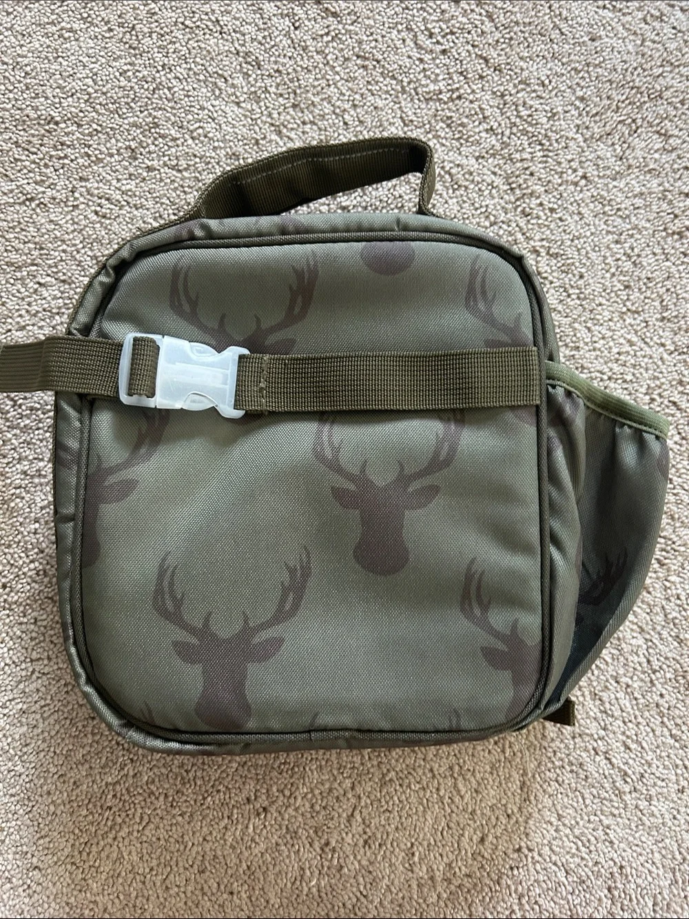 Sweet Honey Olive Green Deer-Print Kid’s Backpack & Lunch Bag Set